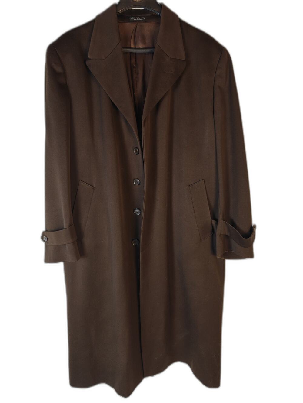 Men's Lineage Brown Virgin Wool Overcoat Size Unknown